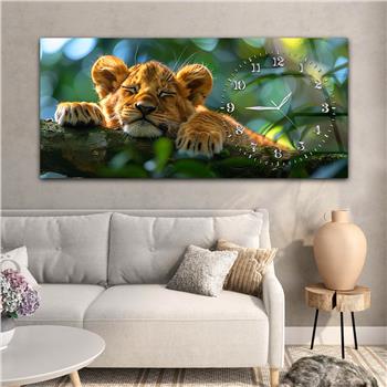 Yatay Saatli Yandan Sanat Temalı Cam Tablo 362