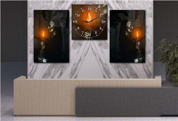 Kunst Thematisches 2-teiliges bedrucktes Glas und Uhrenset