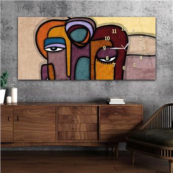 Horizontal bedrucktes Glas mit Kunst und Naturthema und einer Uhr an der Seite 150