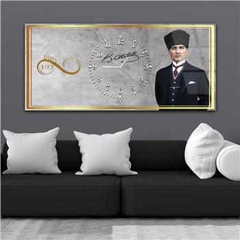 Tableau en verre sur le thème de la nation avec horloge centrale horizontale  027