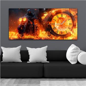 Yatay Saatli Yandan Sanat Temalı Cam Tablo 265