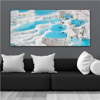 Horizontal bedrucktes Glas mit Kunst und Naturthema und einer Uhr an der Seite 037