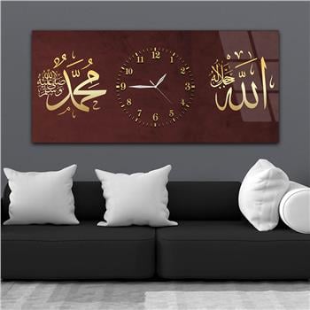 Tableau en verre à thème religieux avec horloge centrale horizontale  062