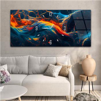 Yatay Saatli Ortadan Sanat Temalı Cam Tablo115