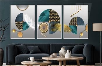 Alüminyum Çerçeveli Sanat Temalı 3lü Set CAM Tablo 0045