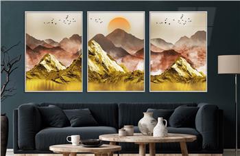 Alüminyum Çerçeveli Sanat Temalı 3lü Set CAM Tablo 0052