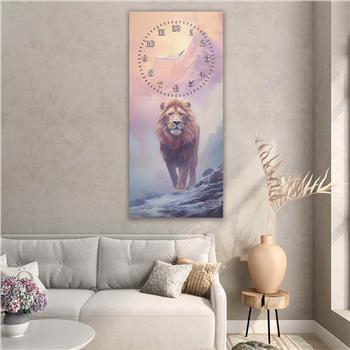 Dikey Üstten Saatli Sanat Temalı Cam Tablo 097