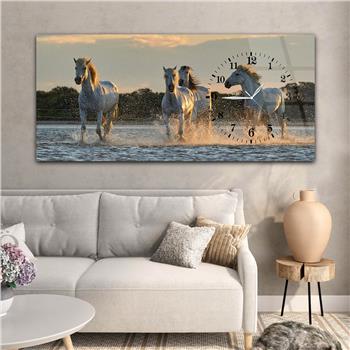 Horizontal bedrucktes Glas mit Kunst und Naturthema und einer Uhr an der Seite 075