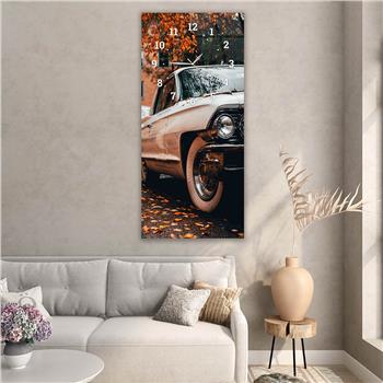 Dikey Üstten Saatli Sanat Temalı Cam Tablo 002