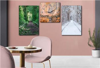 DOĞA GÖRSELLİ CAM TABLO SAAT SETİ 