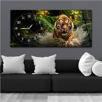 Yatay Saatli Yandan Sanat Temalı Cam Tablo 304