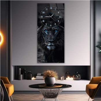 Dikey Üstten Saatli Sanat Temalı Cam Tablo 089