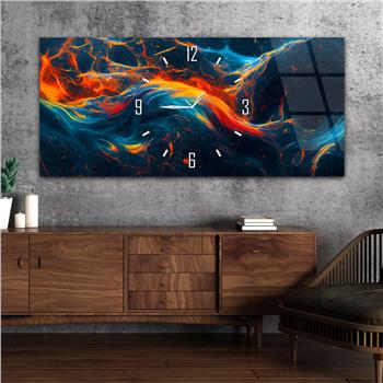 Yatay Saatli Ortadan Sanat Temalı Cam Tablo115