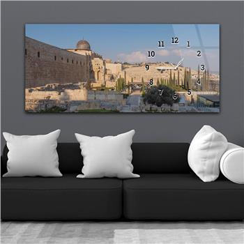 Tableau en verre à thème religieux avec horloge latérale horizontale  064