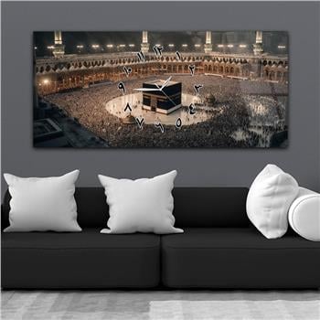 Tableau en verre à thème religieux avec horloge centrale horizontale  090