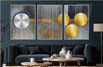 Alüminyum Çerçeveli Sanat Temalı 3lü Set CAM Tablo 0078