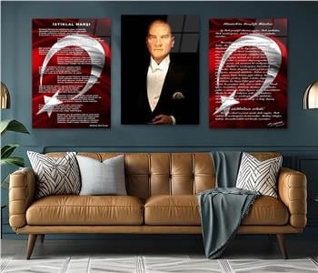  3lü Set VatanTemalı Cam Tablo 26