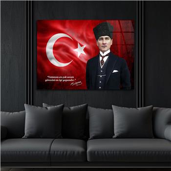 Yatay Vatan Temalı Cam Tablo 172