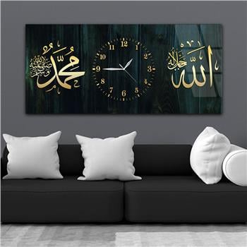 Tableau en verre à thème religieux avec horloge centrale horizontale  064