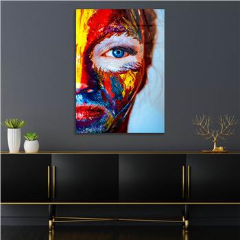 Dikey Sanat Temalı Cam Tablo 506