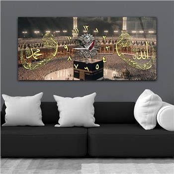 Tableau en verre à thème religieux avec horloge centrale horizontale  101