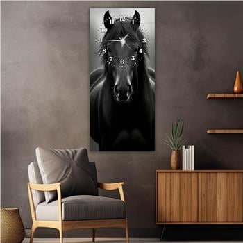 Dikey Üstten Saatli Sanat Temalı Cam Tablo 101