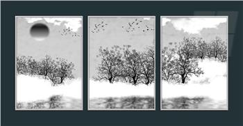 Alüminyum Çerçeveli Sanat Temalı 3lü Set MDF Tablo 0034