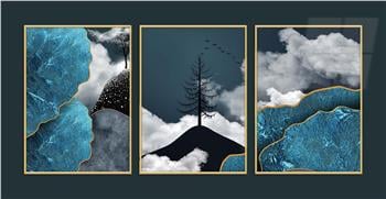 Alüminyum Çerçeveli Sanat Temalı 3lü Set MDF Tablo 0070