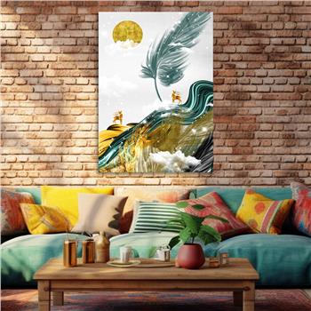 Dikey Sanat Temalı Cam Tablo 341