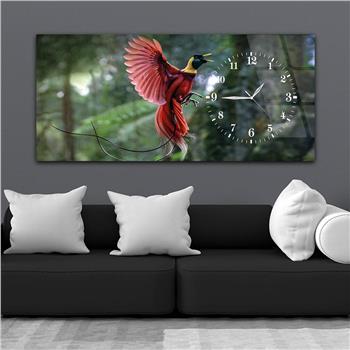 Horizontal bedrucktes Glas mit Kunst und Naturthema und einer Uhr an der Seite 088