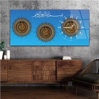 لوحة زجاجية أفقية ذات طابع ديني مع ساعة جانبية 056