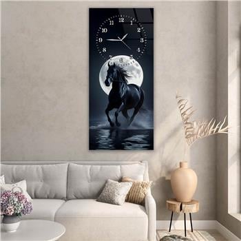 Dikey Üstten Saatli Sanat Temalı Cam Tablo 102