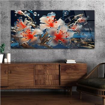 Yatay Saatli Yandan Sanat Temalı Cam Tablo 249