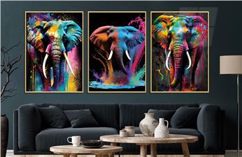 Alüminyum Çerçeveli Sanat Temalı 3lü Set CAM Tablo 0077