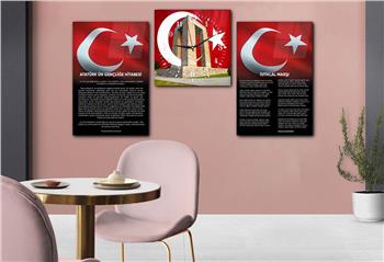 İSTİKLAL MARŞI GENÇLİĞE HİTABE CAM TABLO SETİ