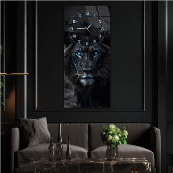 Dikey Üstten Saatli Sanat Temalı Cam Tablo 089