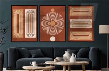 Alüminyum Çerçeveli Sanat Temalı 3lü Set CAM Tablo 0053