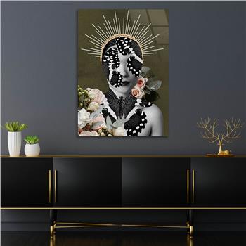 Dikey Sanat Temalı Cam Tablo 336