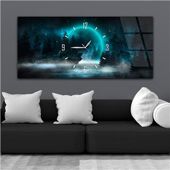 Yatay Saatli Ortadan Sanat Temalı Cam Tablo112