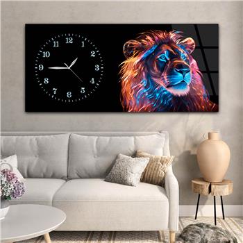 Yatay Saatli Yandan Sanat Temalı Cam Tablo 303