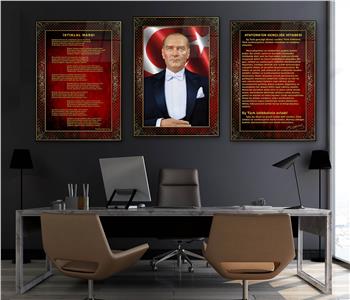  3lü Set VatanTemalı Cam Tablo 37