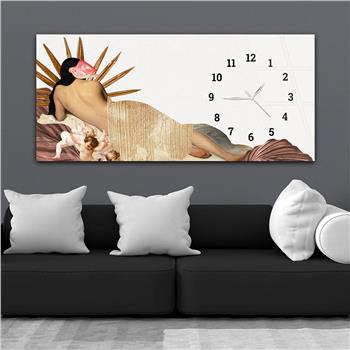 Horizontal bedrucktes Glas mit Kunst und Naturthema und einer Uhr an der Seite 163