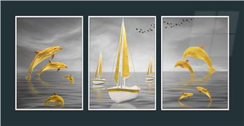 Alüminyum Çerçeveli Sanat Temalı 3lü Set MDF Tablo 0066