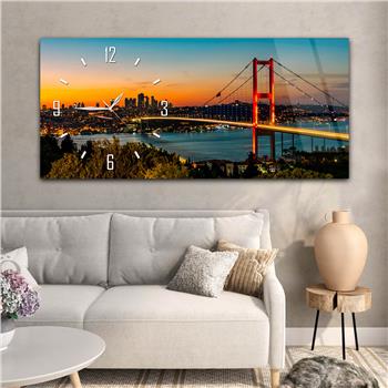 Yatay Saatli Yandan Sanat Temalı Cam Tablo 247