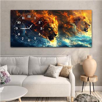 Yatay Saatli Yandan Sanat Temalı Cam Tablo 372