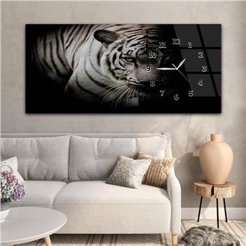 Horizontal bedrucktes Glas mit Kunst und Naturthema und einer Uhr an der Seite 134