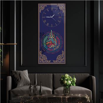 لوحة زجاجية أفقية ذات طابع ديني مع ساعة العمودية 034