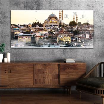 Yatay Saatli Yandan Dini Temalı Cam Tablo 071