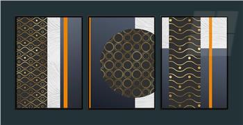 Alüminyum Çerçeveli Sanat Temalı 3lü Set MDF Tablo 0057