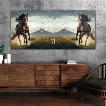 Horizontaal, in Het Midden Voorzien Van Een Klok, Kunst En Natuur Thema Gehard Glasschilderij 056